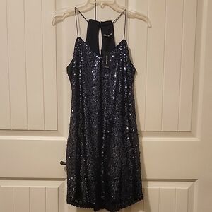 Chic Navy Sequin Dress, size: S/P